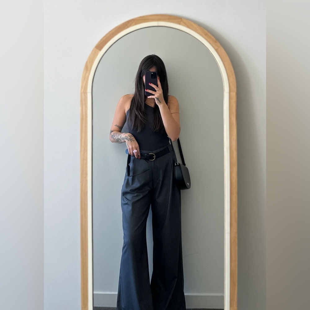 Women's Charcoal Gray Wide-Leg Trousers